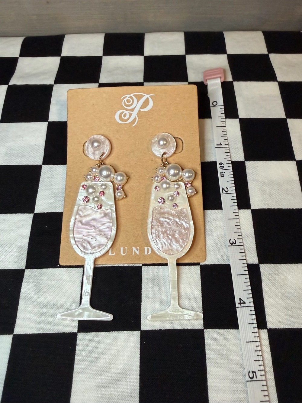 3/$20 Plunder Champagne Glass Earrings - Picture 4 of 5